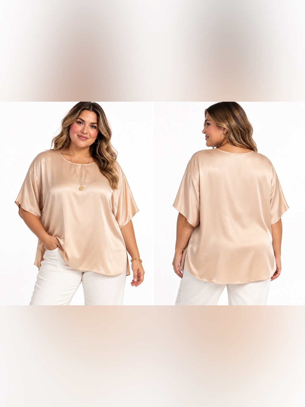 Vince Women's Boxy Silk Top in Ivory Blush